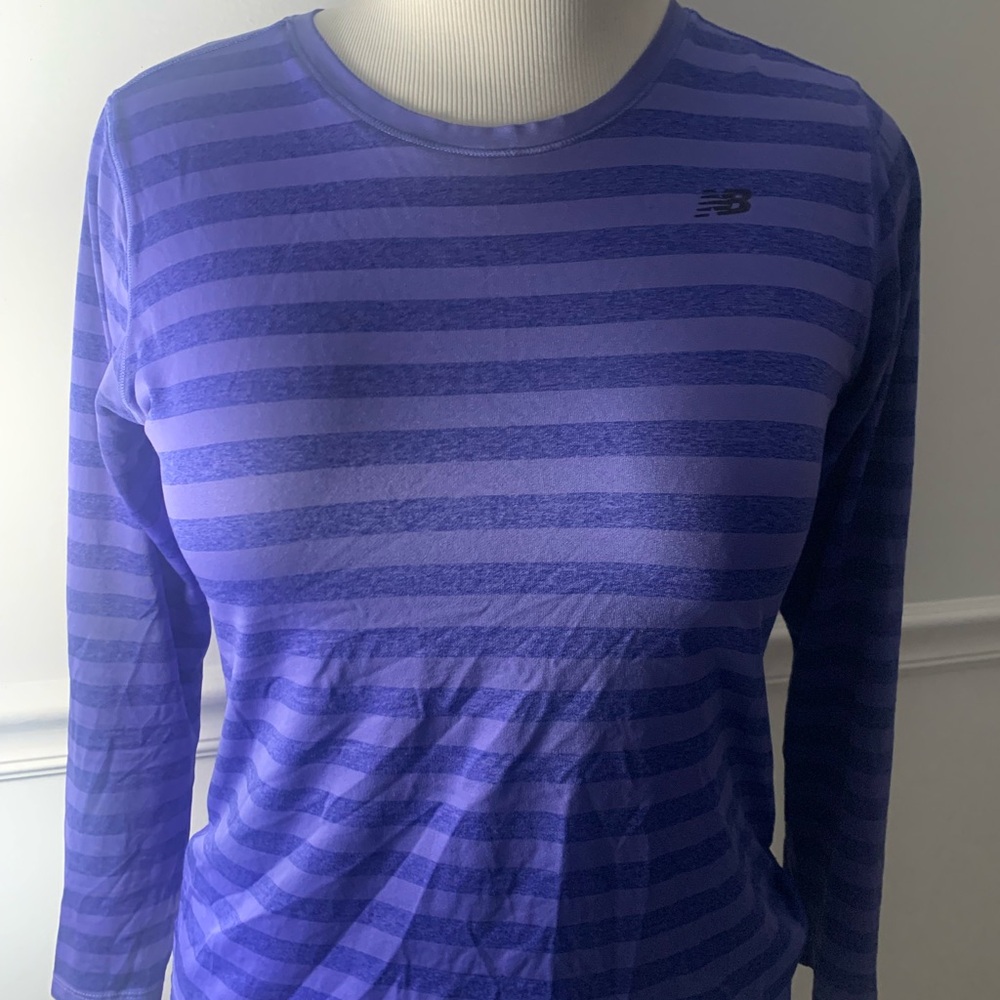 New Balance Women's Long Sleeve Purple Striped Tee